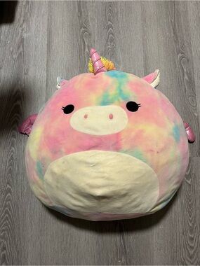 Rainbow Tie-Dye Unicorn and Grey Racoon large Squishmallows